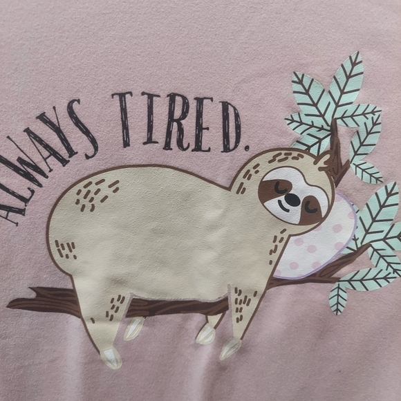 Weekend Edition Girls Size Small Pajama Top with Sloth picture - Picture 2 of 4